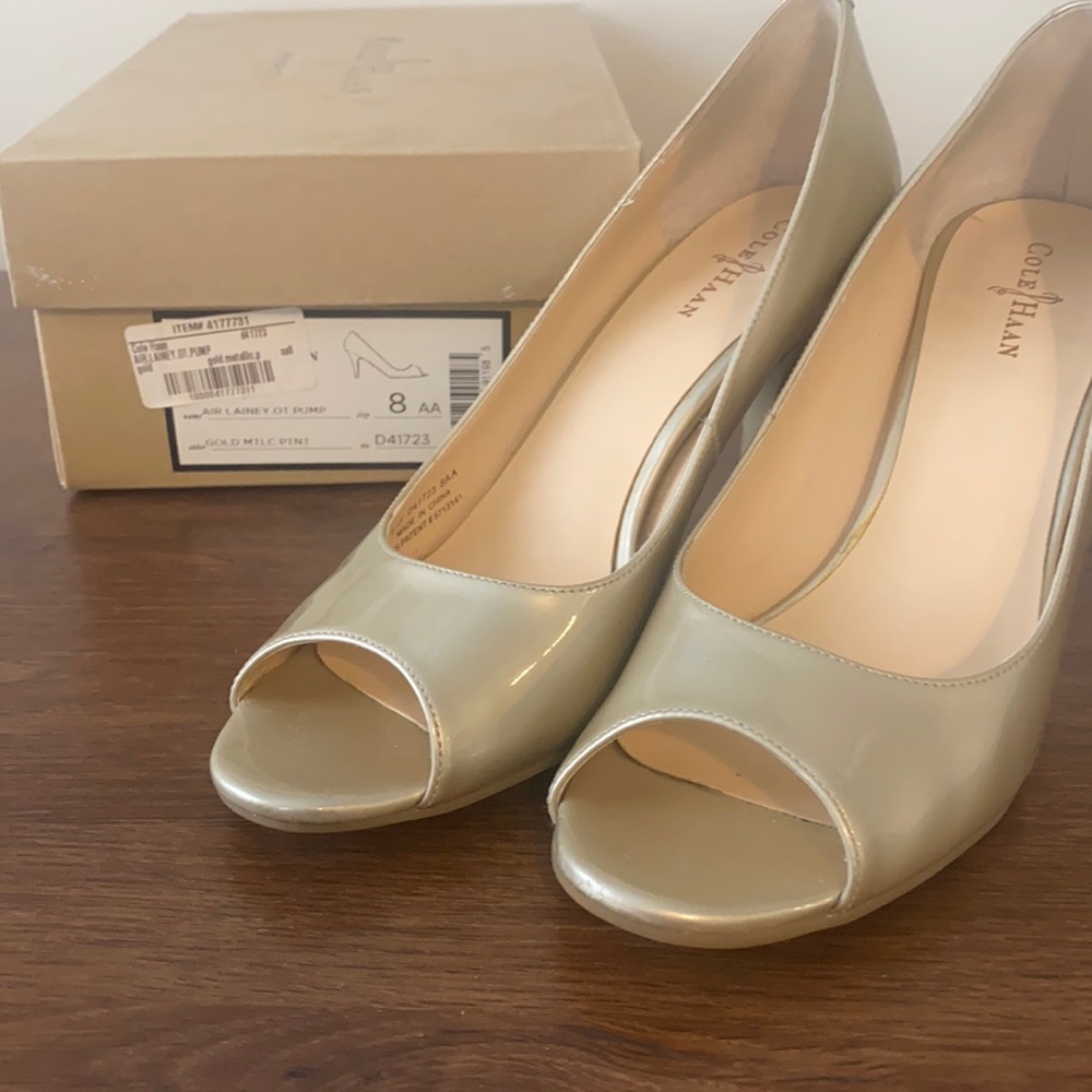 Gold Metallic Peep Toe